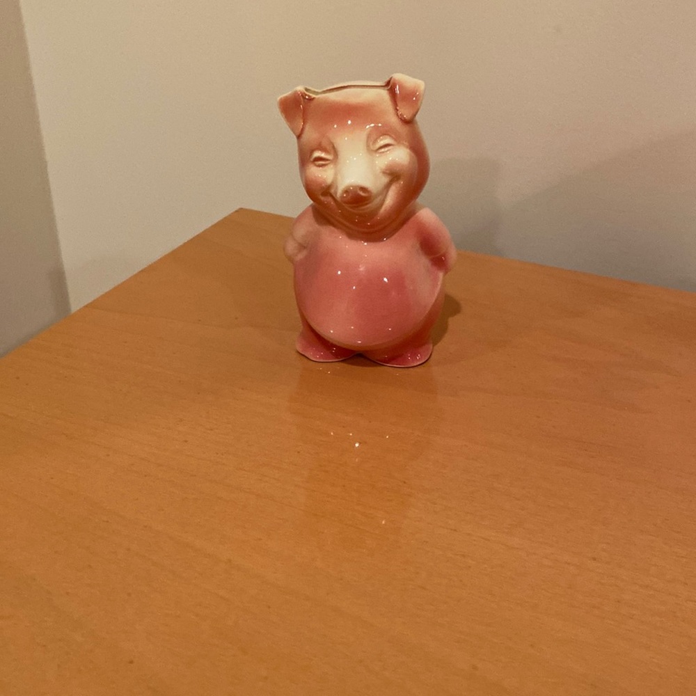 Vintage Pink Ceramic Pig Bank circa 1950’s